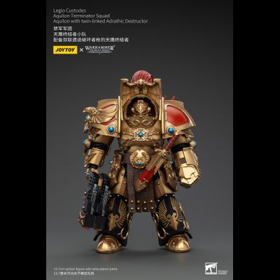 Легио Кустодес - Терминатор-Аквилон (Warhammer Horus Heresy) - КОЛЛЕКЦИОННАЯ ФИГУРКА 1/18  Legio Custodes Aquilon Terminator with twin-linked Adrathic Destructor (JT00751) - JOYTOY
