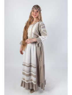 Платье льняное длинное в русском стиле