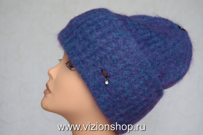 Голубая женская шапка с отворотом Vizio Италия 6547 CYR