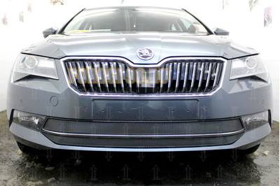 Защита радиатора Skoda Superb 2015- (2 части) black