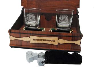 Набор стаканов с камнями для виски "Новосибирск" - арт.3407