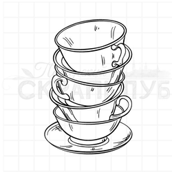 Штамп стопка чашек