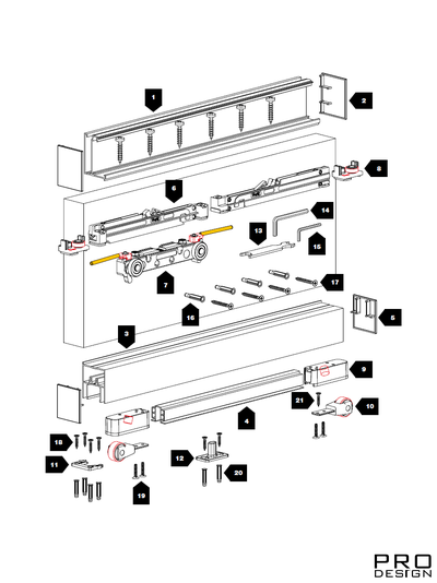 Раздвижная система Magic EQUAL для двери 68-110см до 40кг (анод серебро) (38-40 мм)
