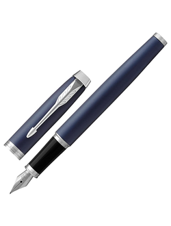 Ручка подарочная перьевая PARKER "IM Core Matte Blue CT", темно-синий матовый лак, хромированные детали, синяя, 1931647