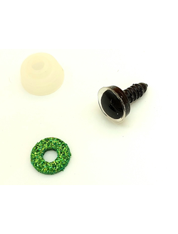 Глаза трапецевидные глиттерные 12 мм, зеленые