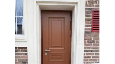 Дверь входная МДФ с багетом под водной эмалью. Пос. Благодатово