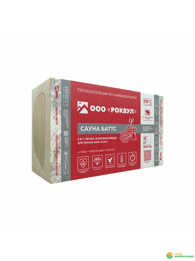 Утеплитель для бань и саун РОКВУЛ САУНА БАТТС 1000x600x50 мм (8 шт; 4,8 кв.м.)