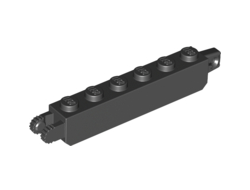 Hinge Brick 1 x 6 Locking with 1 Finger Vertical End and 2 Fingers Vertical End, 9 Teeth, Black (30388 / 3038826 / 4226509)