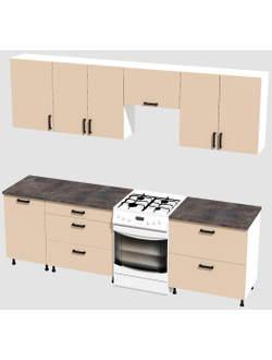Кухня Эконом 2,1 метра (1300х800) Цвет: Фон бежевый/Фон бежевый