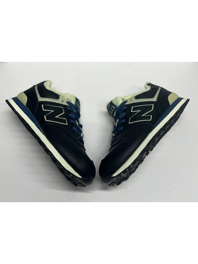 New Balance 574 Leather Blue с мехом женские