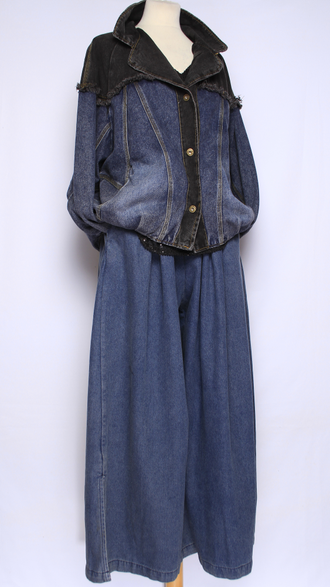 Джинсовка-бомбер "АНГЛИЙСКИЙ ВОРОТ" синяя, черная р.48-54