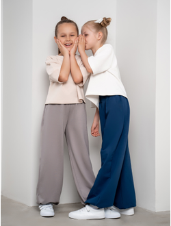 Брюки палаццо с утяжками (синий)