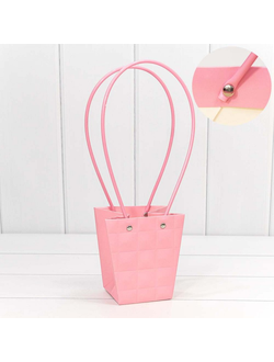 Пакет-сумочка "Тиснение Трапеция" 12,5*12*8см Темно-розовый КП07/34