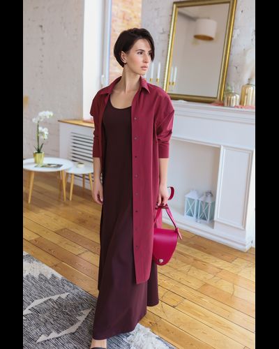 Платье летнее с поддержкой груди длины макси (портвейн)