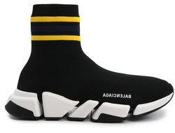 Кроссовки-носки Balenciaga Speed 2.0 с полосками черные