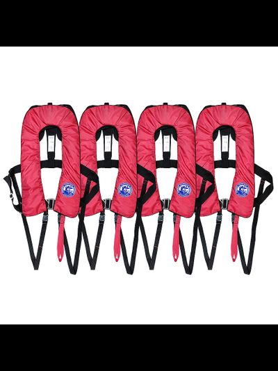 Комплект из 4 автоматических жилетов Мореман Комфорт, красные