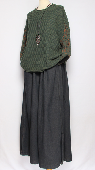 Джемпер ХЛОПОК СОТЫ "ЦВЕТНОЙ РУКАВ" трава до р.52