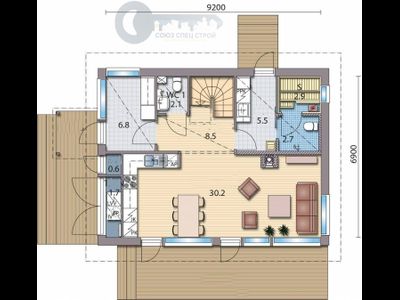 ДЖ-19 ЖИЛОЙ ДОМ: ГАБАРИТНЫЕ РАЗМЕРЫ: (9Х7М) 2 ЭТАЖА, ОБЩАЯ ПЛОЩАДЬ: 146М²