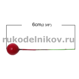 декор "Вишенка", 13х60 мм, цвет-красный, 10 шт/уп