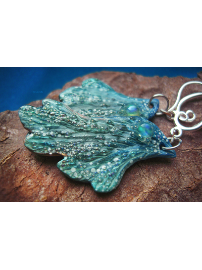 &quot;Крылышки Лазурной Аквафеи&quot;, серьги с радужными опалами