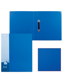 Папка на 2 кольцах БЮРОКРАТ, 40 мм, внутренний карман, синяя, до 250 листов, 0,8 мм, 0812/2Rblue