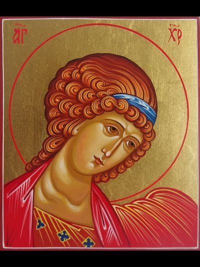 Ангел-Хранитель. Рукописная икона. 9х10,5см.