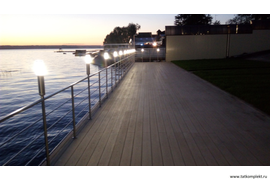 Ограждения из нержавеющей стали с фонарями. Республика Татарстан , г. Казань, Б. Матюшино.