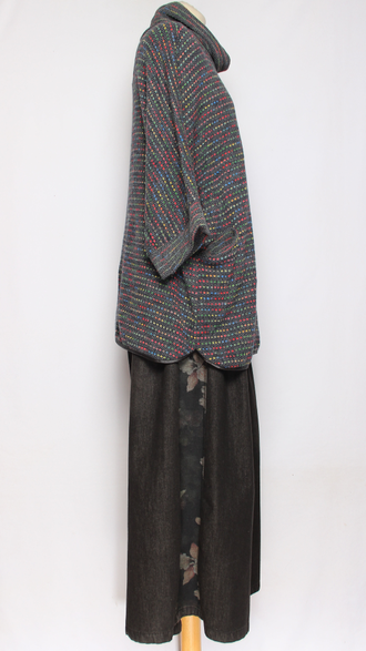 ДЖЕМПЕР БОХО "КИМОНО" пёстрый т.хаки, черный, графит, джинс до р.56