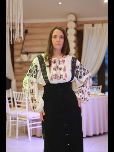 Подгрудный сарафан с воланом (чёрная крапива)