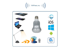 Панорамная WiFi видеоняня/видеокамера (лампа накаливания, цоколь Е27) с DVR с включением освещения, HD 960p (360EyeS)