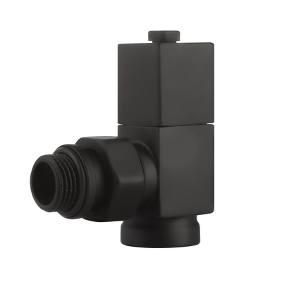 Набор дизайн-вентилей Royal Thermo CUBE, угловой (чёрный) 1/2"