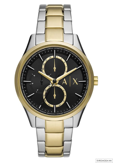 Часы мужские Armani Exchange AX1865 с черным циферблатом на стальном браслете. число, день недели