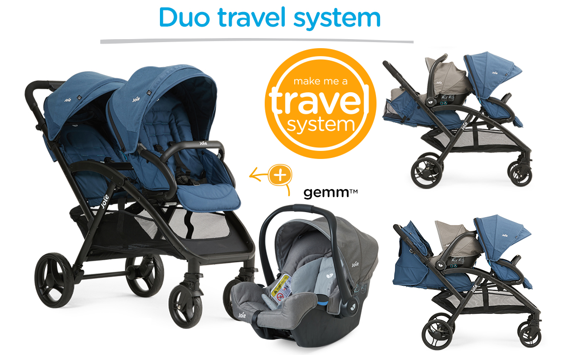 Коляску для двойни Joie Evalite Duo можно использовать в качестве Travel System