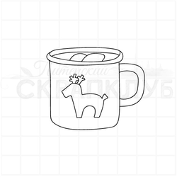 Штамп для скрапа чашка с какао и зефирками