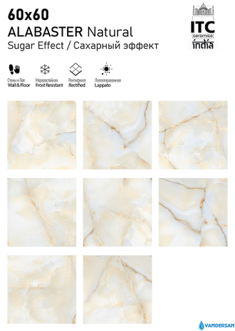 ITC Alabaster Natural Sugar Effect 60x60 лица