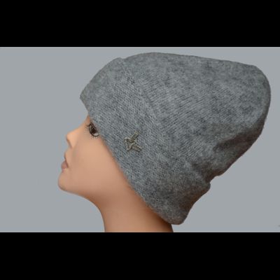 Женская серая польская шапка Камея Калифорния фото шапок Польши Kamea