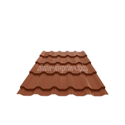 Металлочерепица Kvinta plus 0.5мм Satin RAL 8004 терракотовый Grand Line