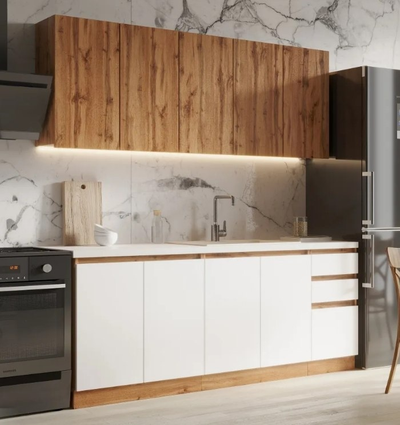 Кухня "Венера" 2 м мрамор с тиснением МДФ/ЛДСП (Игни)