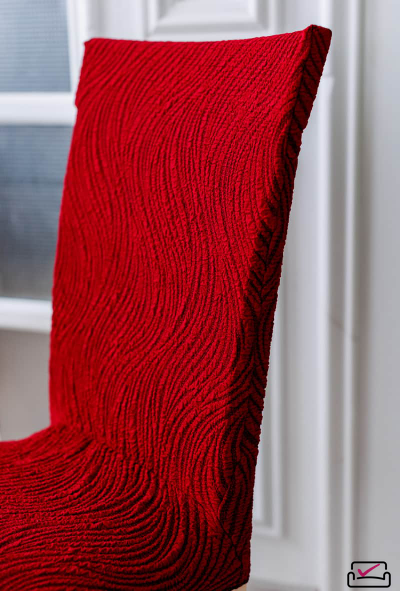 Чехол на стул Жаккард Волна Бордовый. Россия