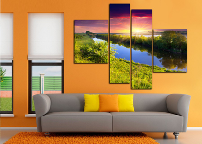 Модульная картина "Фиолетовый закат"