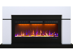 Линейный электрокамин Lindos белый с очагом Crystal 40 RF