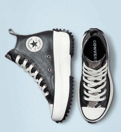 Купить в Москве Кеды Converse Run Star Hike Snakeskin черные кожаные высокие 173081C