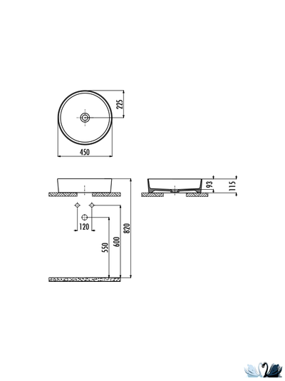 Раковина Creavit Loop LP145-00BM00E-0000 Basalt Mat LP145 диаметром 45 см, серо-синяя, матовая