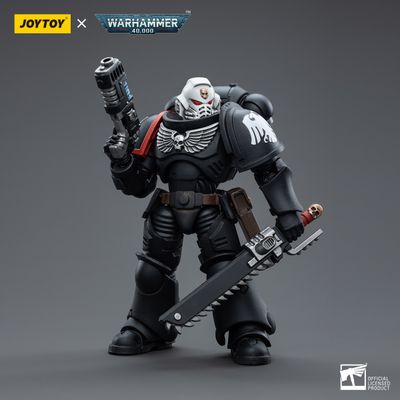 Сержант-интерцессор Гвардии Ворона (Warhammer 40k) - КОЛЛЕКЦИОННАЯ ФИГУРКА 1/18 Raven Guard Intercessors Sergeant Ashan (JT4584) - JOYTOY