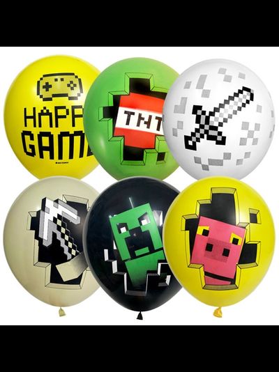 Воздушные шары с гелием "Пиксели" 30см