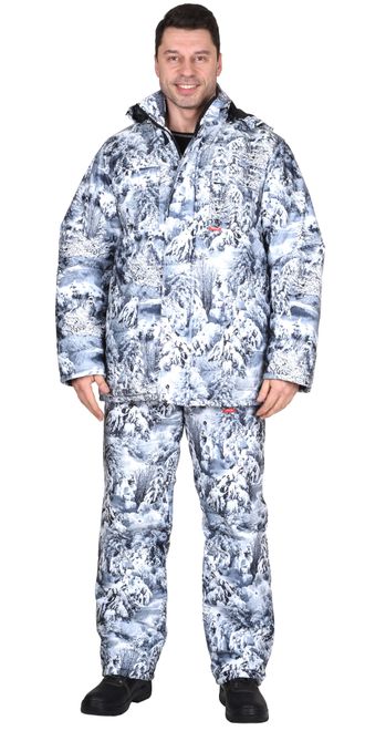Костюм "СИРИУС-Тайга" зимний: куртка, брюки. (тк.Алова) КМФ Белый лес