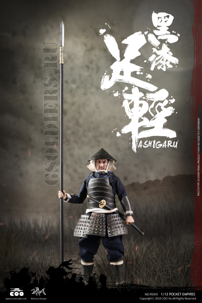 Асигару с яри - Коллекционная фигурка 1/12 PALM EMPIRES - BLACK ARMOR ASHIGARU (PE009) - COOMODEL