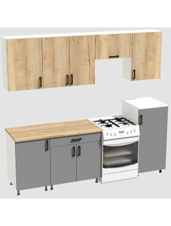 Кухня Эконом 1,8 метра с полуколонкой (1300х500) Цвет: Дуб Вотан/Базальт