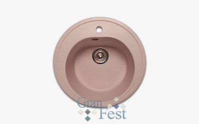 Мойка гранитная Granfest Rondo GF-R510 510мм бежевая, с сифоном Ани 51х51х18 см