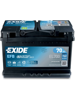 АККУМУЛЯТОР АВТОМОБИЛЬНЫЙ EXIDE EFB EL700 R+ 70Ah 760А (En)